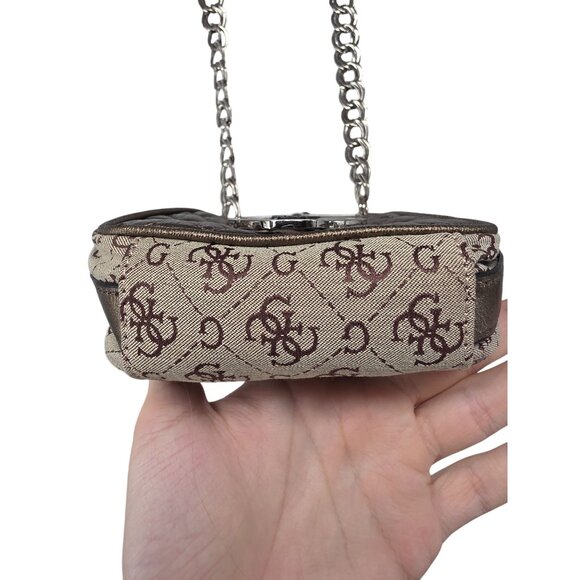 Guess Y2K Mini Quilted Shoulder Bag Signature Logo Bronze Silver - Picture 7 of 11